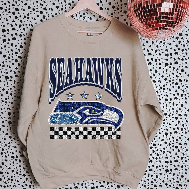 Faux Glitter Seahawks Sweatshirt for wholesale by ZZ Threadz