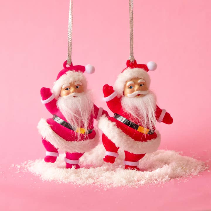 Sunshine Studios - Wholesale Ornament - Retro Dancing Christmas Santa Ornament | Red