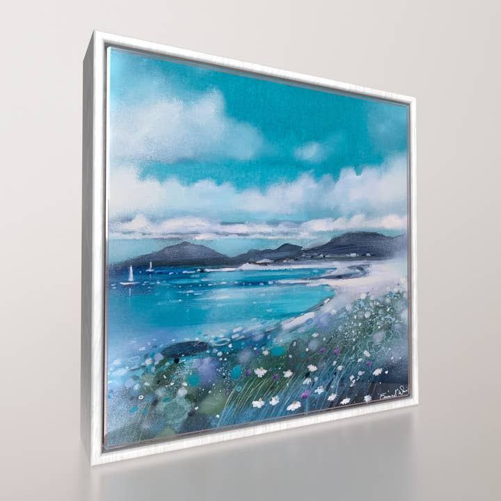 'Luskentyre, Isola di Harris' - Stampa d'Arte su Piastrella in Ceramica con Cornice per la vendita all'ingrosso da parte di Emma S Davis Artist
