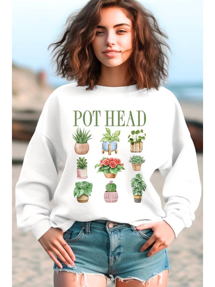COLORBEAR - Wholesale T-Shirt (Graphic) - Women's - Pot Head Plant Lover Graphic Sweatshirt15