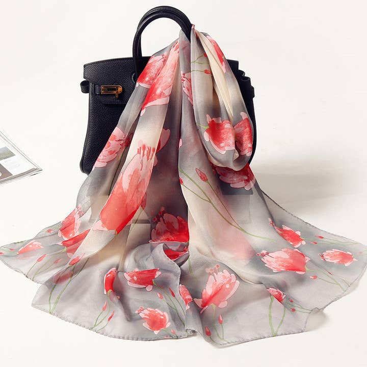 SALINA TRADING INC - Wholesale Scarf – Women's - Elegant Women Long Flower Printing Scarf9