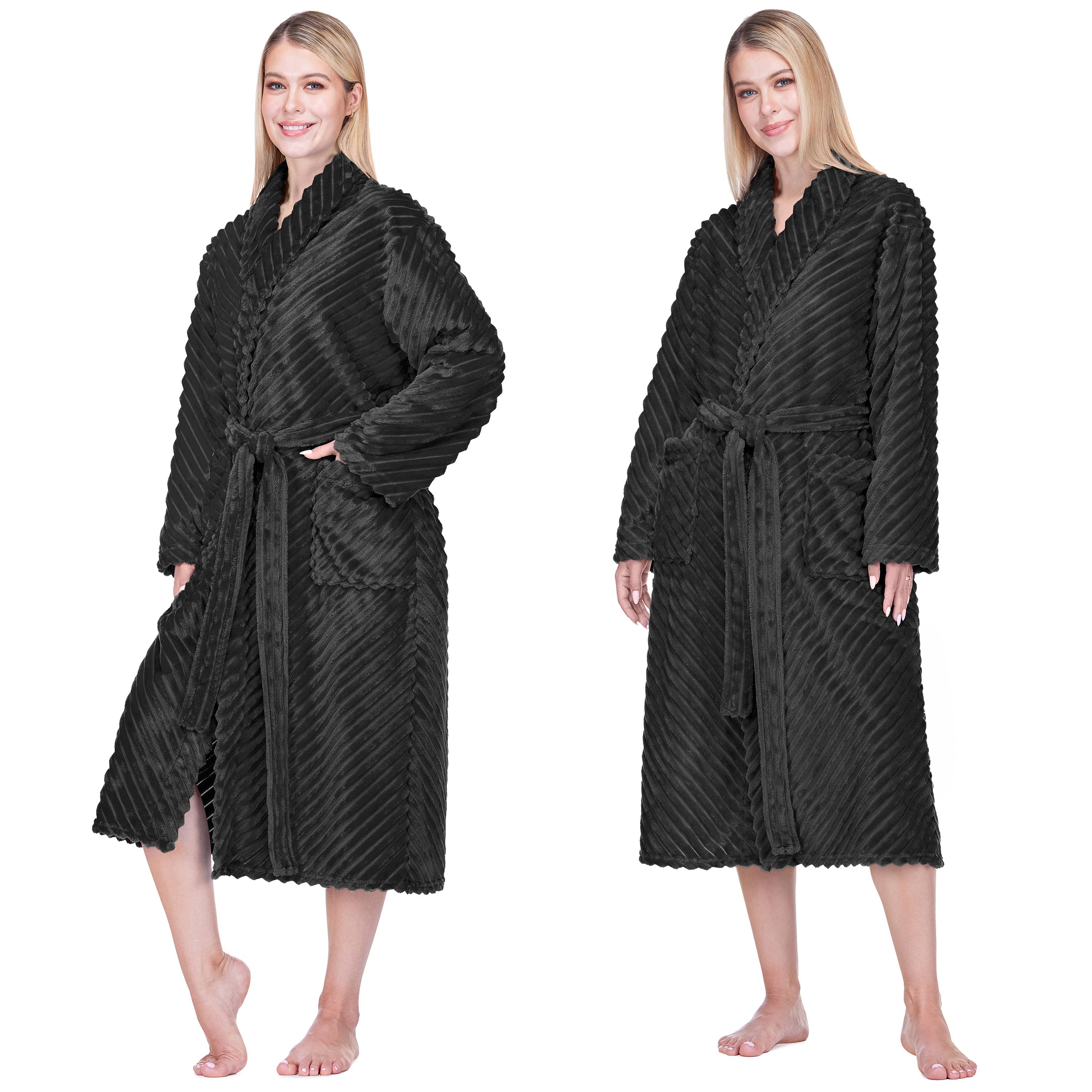 Pavilia - Wholesale Robe - Women's - Women's Ribbed Fleece Robe2