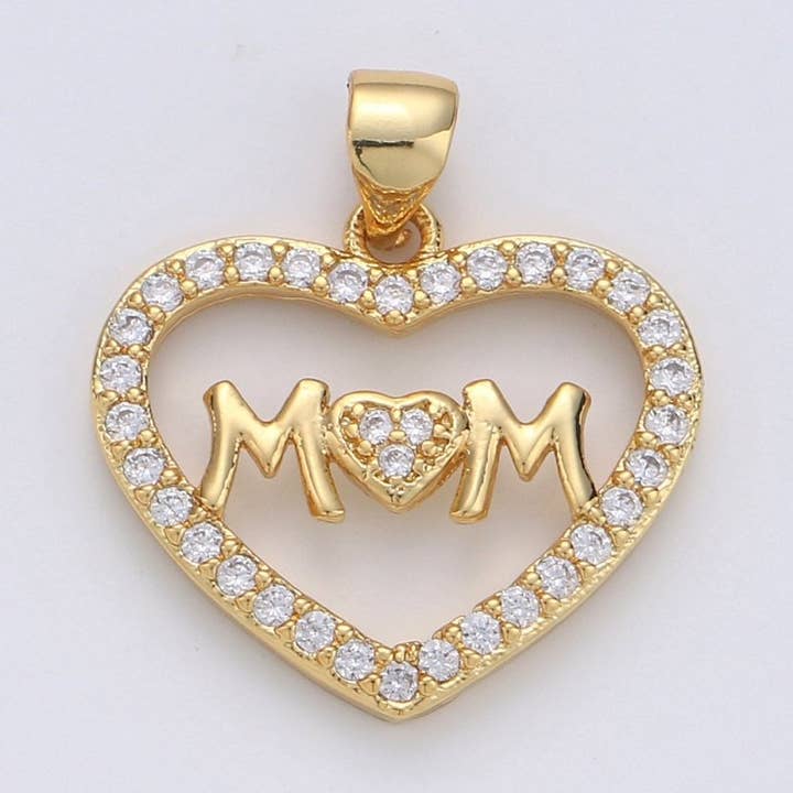 Colgante de Madre en Oro Relleno de 14k con Micro Pavé - Colgante de Collar de Mamá - Colgante de Pulsera de Madre - Regalos para el Día de la Madre - Colgante de Letra de Mamá I-667 para venta al por mayor de Aim Eternal