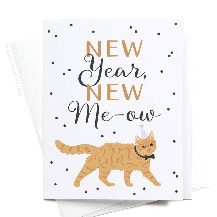 New Year New Me-ow Greeting Card – FINAL STOCK for wholesale by Easyhand Goods – formerly Onderkast