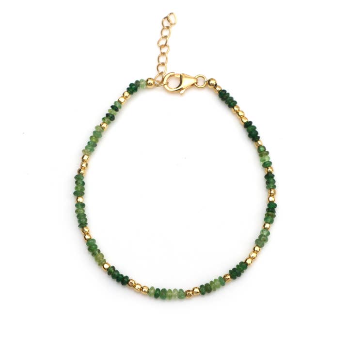 Exquisite Tsavorite Beaded Bracelet with Gold-Filled Accents for wholesale by Fine Facets