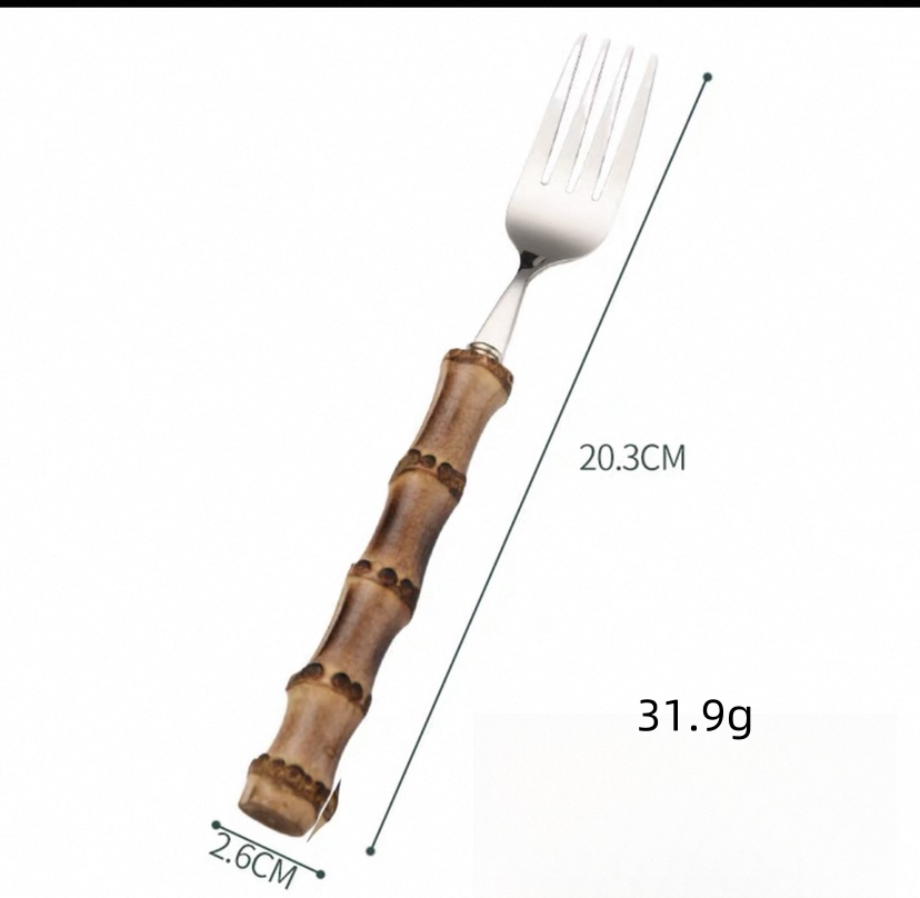 HanNicara – wholesale Assorted cutlery set – 304 Stainless Steel Bamboo Handle Cutlery M25W2821