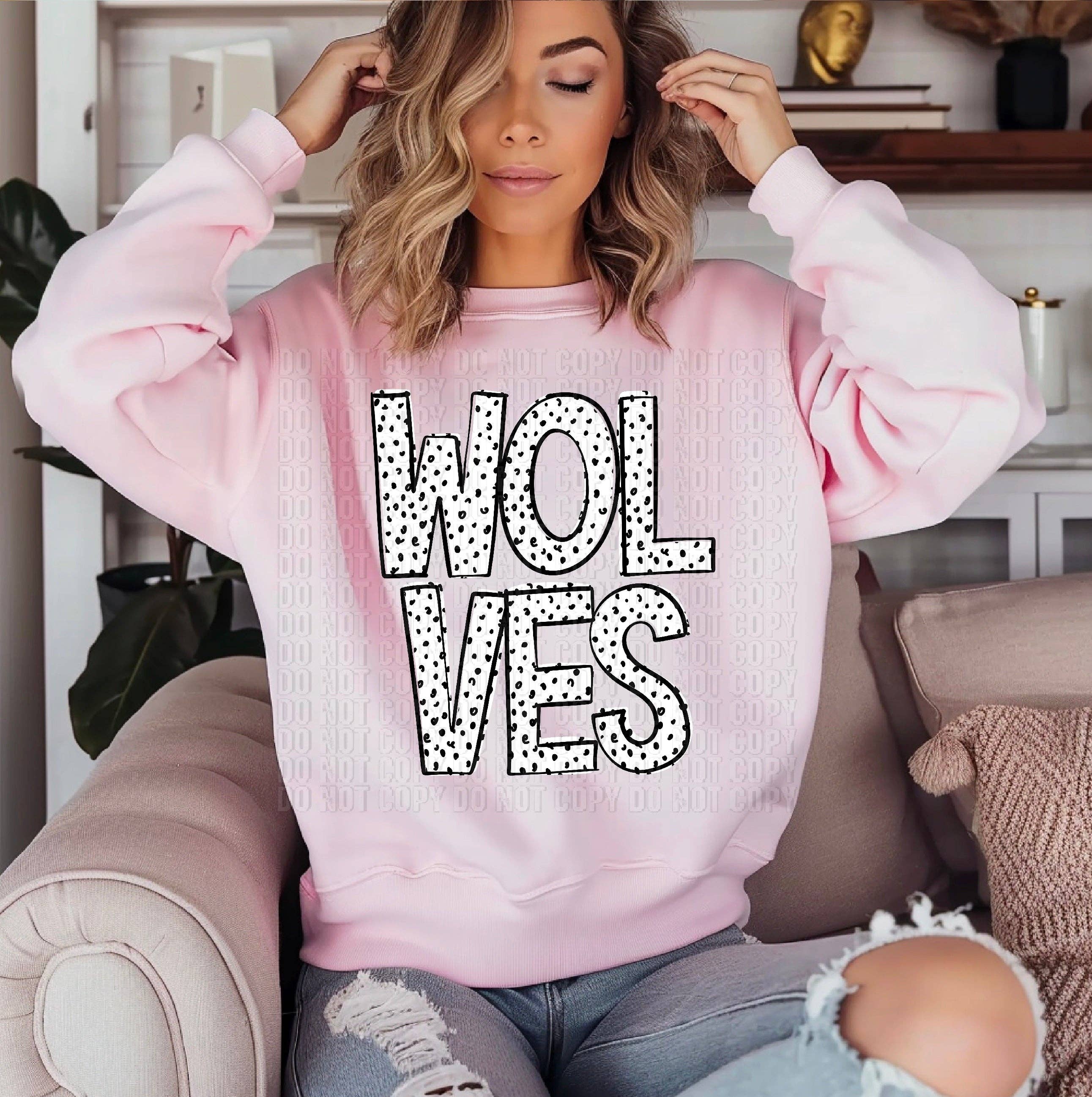 K and M Designs - Wholesale Sublimation Transfer - Wolves Dottie Loo Mascot DTF Transfer0