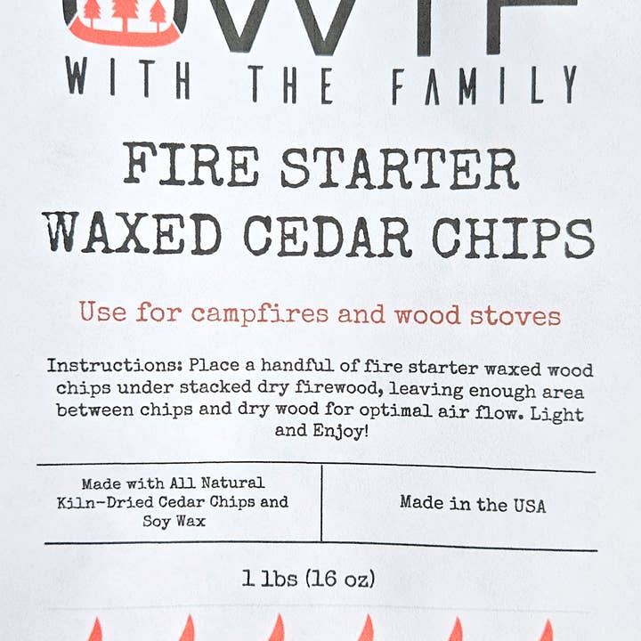 Outdoors With The Family - Venta al por mayor Encendedor - Virutas de Madera Enceradas para Encender Fuego - Bolsa de 1lb (48 Unidades)