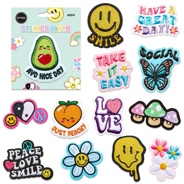 Embroidered Sticker Patch Assortment for wholesale by Top Trenz Inc