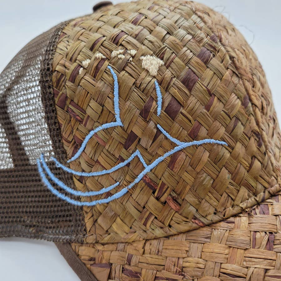 Lauhala Straw Hat w/ Hawaiian Islands - Route 99 Hawaii