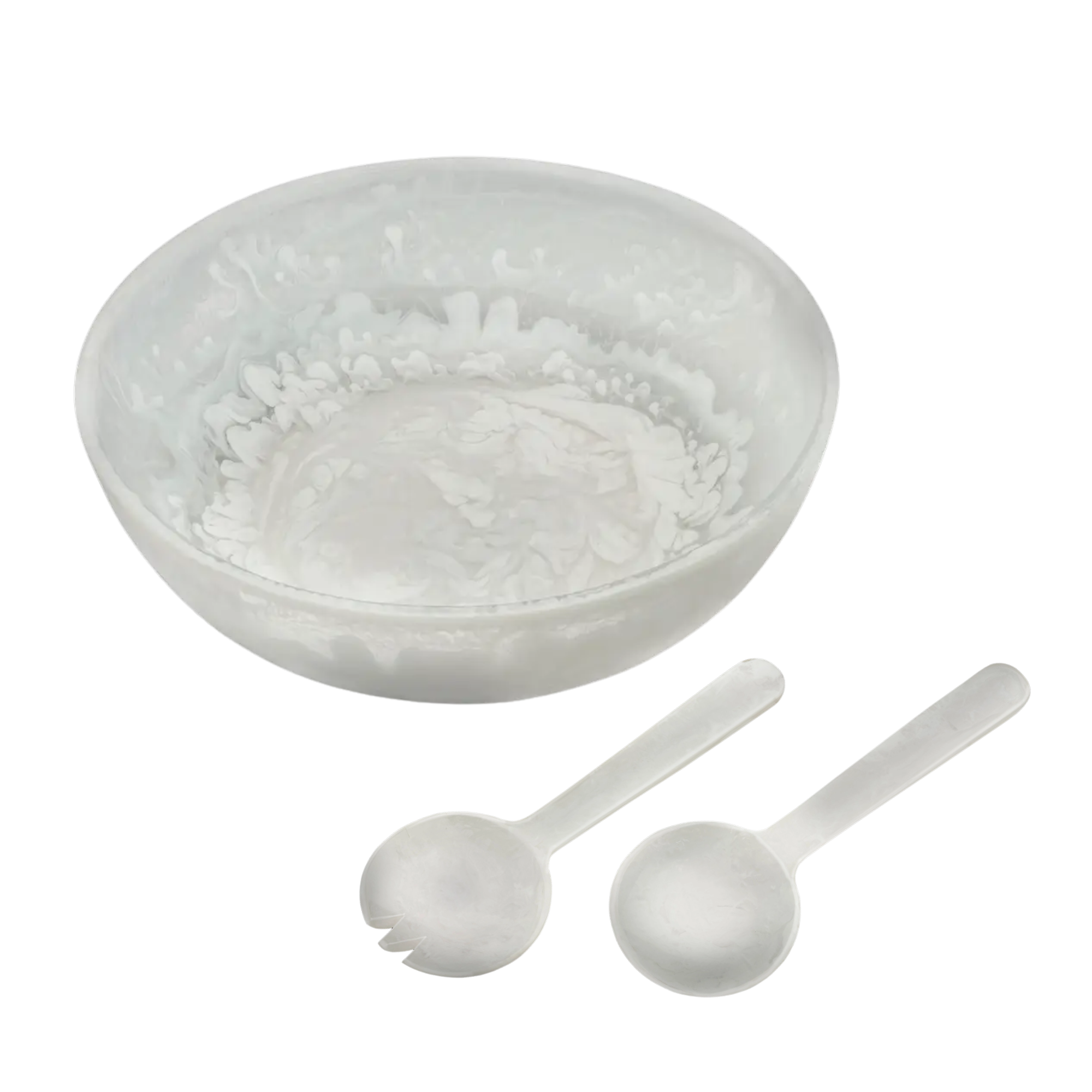 Inspired Generations – Tigela de servir por atacado – Tigela Acrílica Branca com Efeito Espiral e Talheres para Salada1