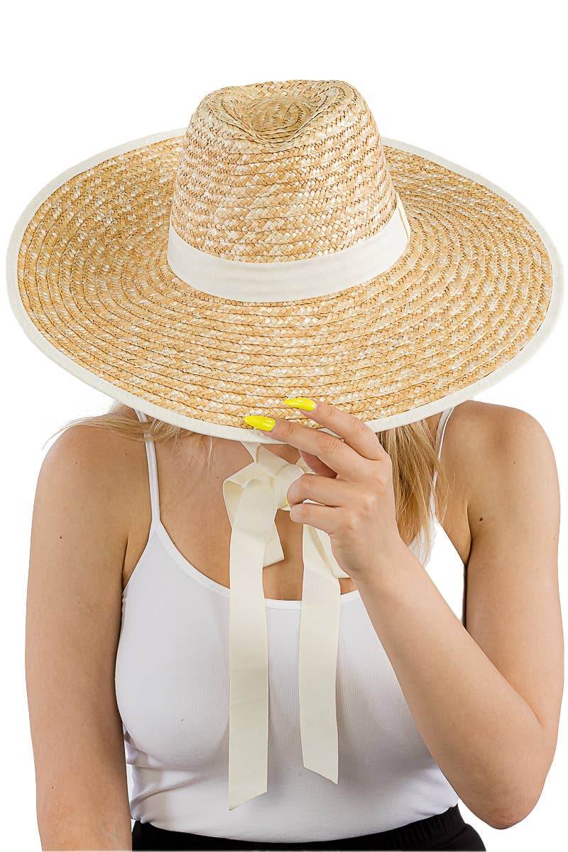 Cap Zone - Wholesale Straw Hat - Women's - Grosgrain Chin Strap Wide Brim Wheat Straw Lifeguard Hat8