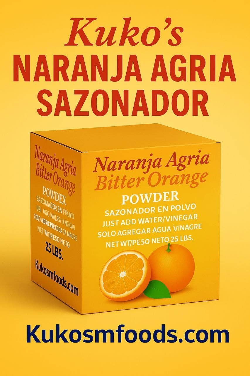 Kuko's adobos marinade sauce and seasoning - Wholesale Dried Spice Mix - Naranja Agria Sazonador polvo Bitter Orange Seasonng Spice 25lbs & 10lbs2