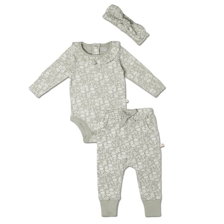 Makemake Organics - Wholesale Clothing Set - Baby - Organic Ruffle Onesie & Pants Set - Wildsage