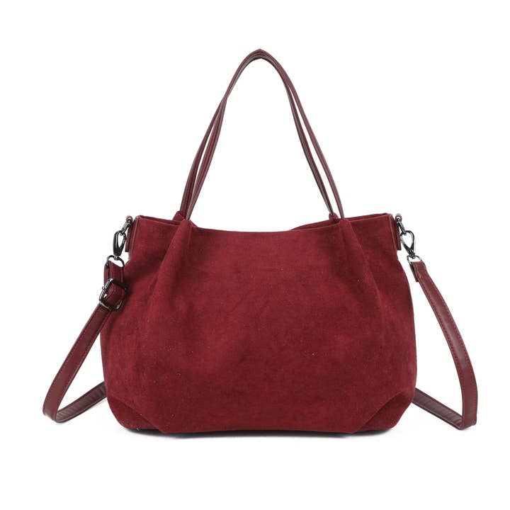 Ellas Trading - Wholesale Shoulder Bag - Women's - Faux Suede Shoulder Tote Bag Detachable Crossbody Strap4