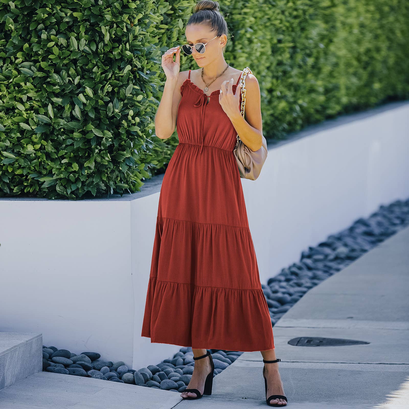 ePretty - Vente Robe – femme - SZ2-DR13007 Robe midi sans manches à volants14