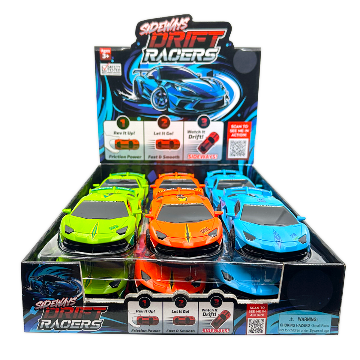 Novelty Brands - Wholesale Toy Car/Truck - Kids - Sideways Drift Racers Friction Car Assortment - 12/Display4