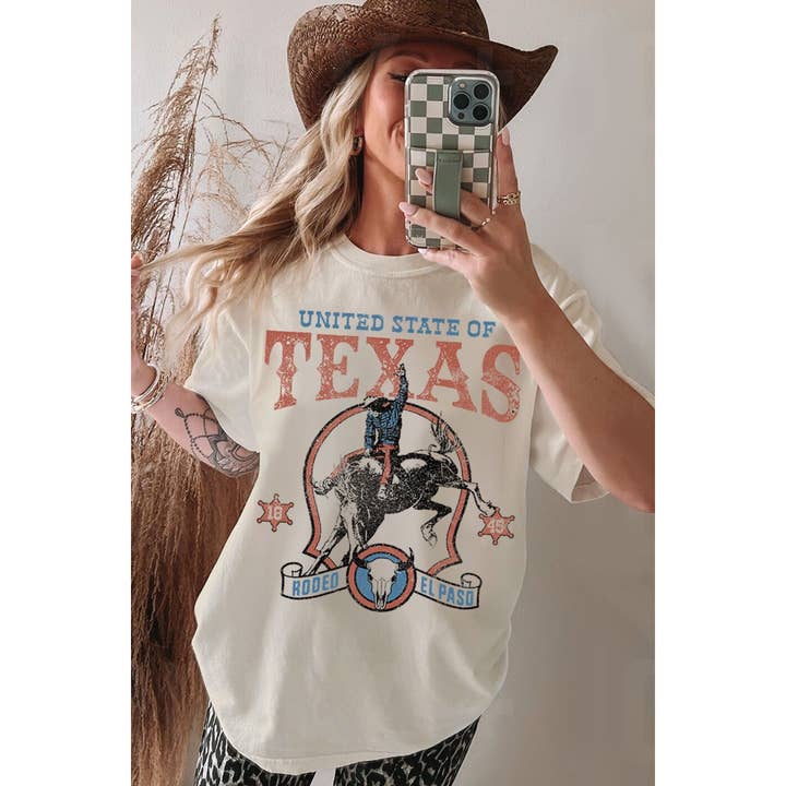 T-SHIRT GRÁFICA DE MINERAIS OVERSIZED DO ESTADO UNIDO DO TEXAS por atacado de HRTandLUV