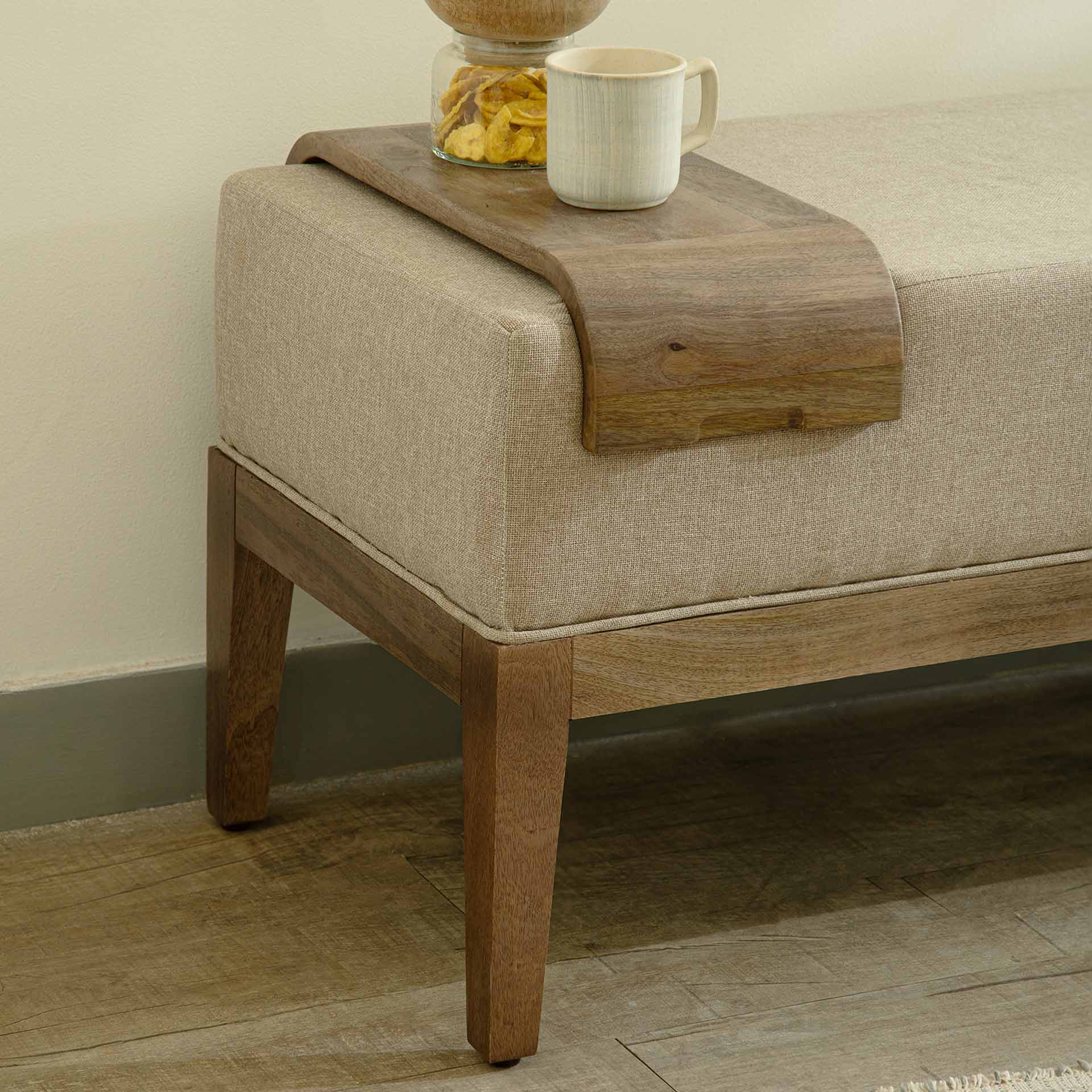 ExpoBazaar - Wholesale Bench - Upholstered Wooden Bench with Wooden Slider | Premium Bench1
