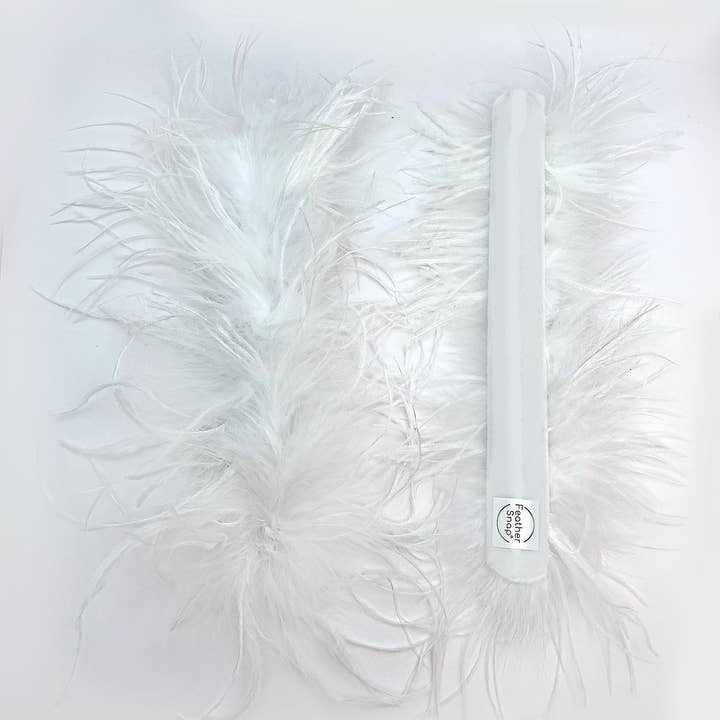 Feather Snap - Wholesale Cuff bracelet - White Ostrich Feather Cuff Bracelet Pair - Full Volume4