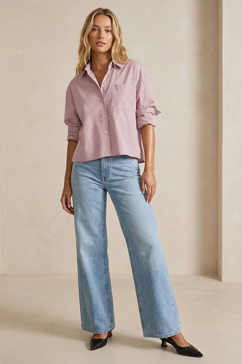 Naked Zebra - Wholesale Blouse - Women's - Rolled Sleeve Button Up Blouse5