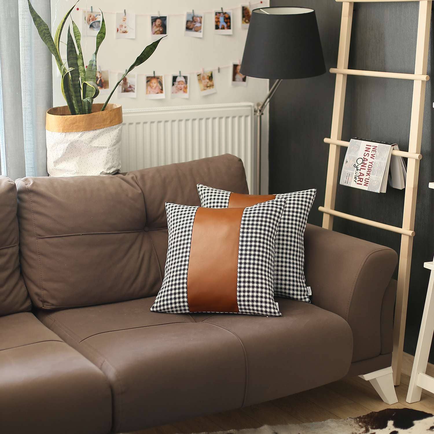 MIKE & Co.   NEW YORK - Wholesale Throw Pillow Cover - Boho-Chic Decorative Vegan Faux Leather Pillow Covers 2Pcs7