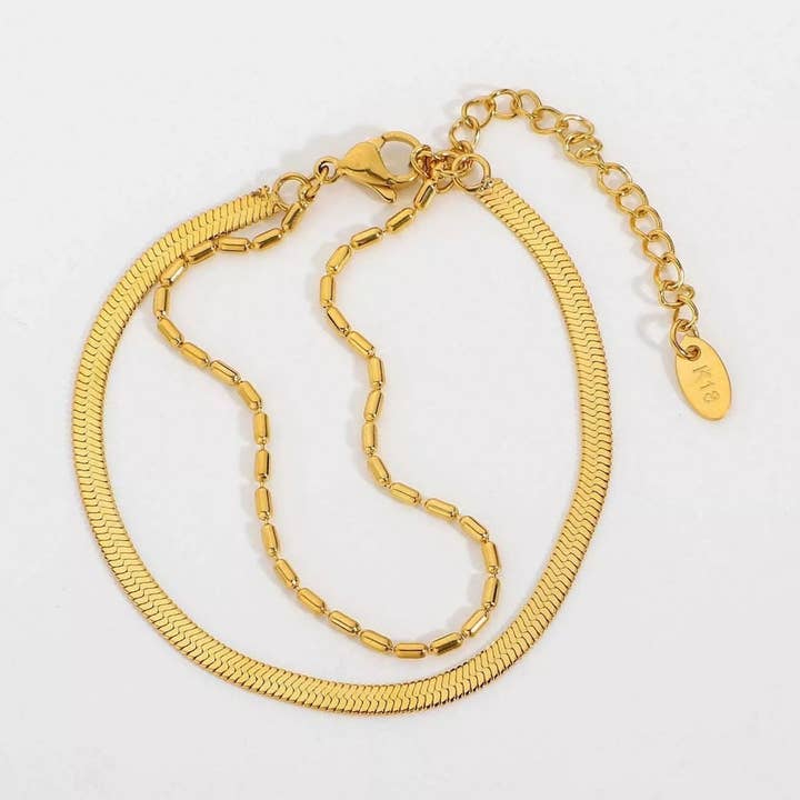 Gold Duo Bead Chain Bracelet for wholesale by Elk & Bloom
