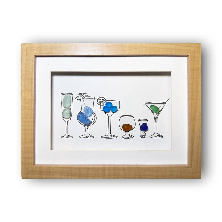 Cocktails, Sea Glass ART for wholesale by LISART LLC
