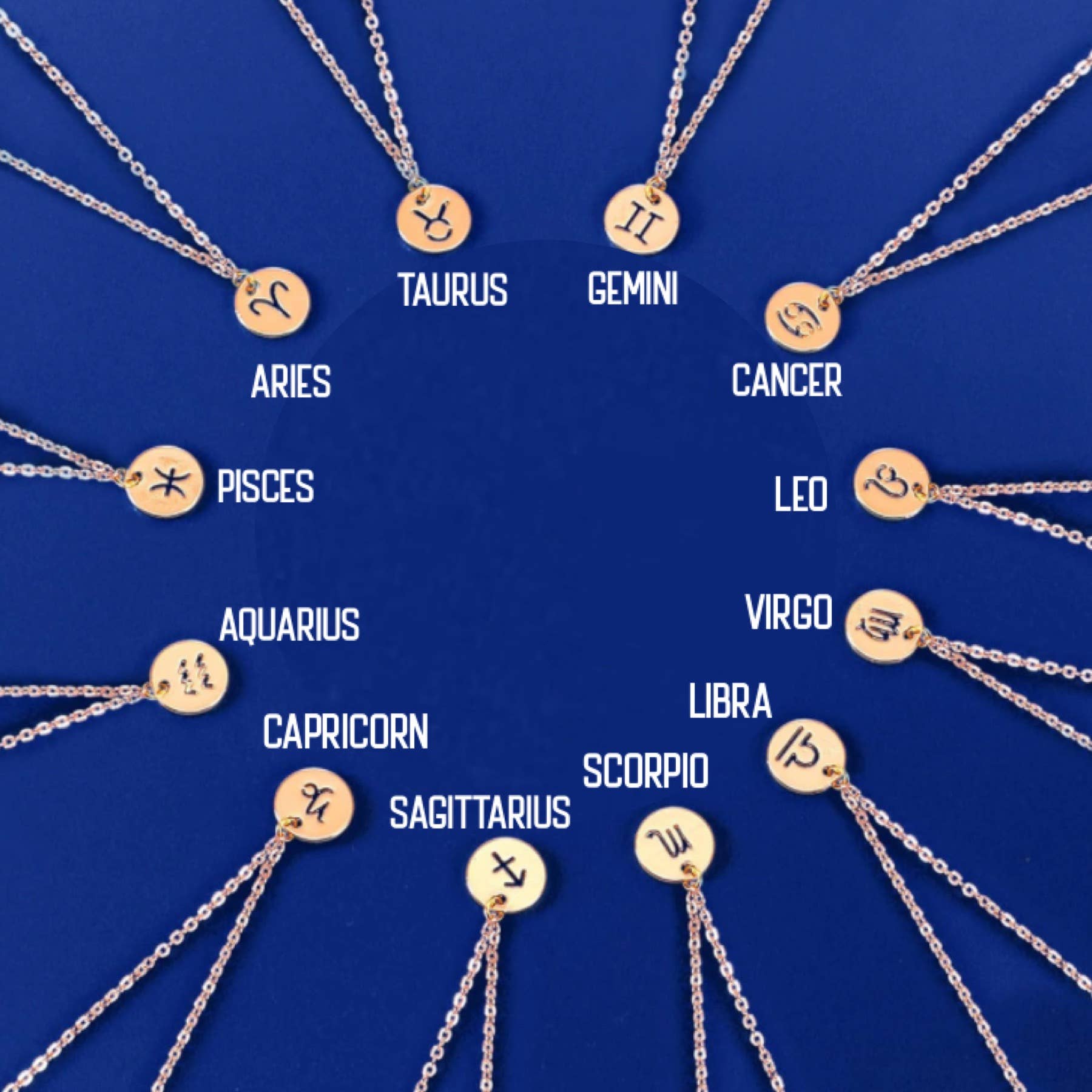 Broken Record Boutique - Wholesale Pendant/Charm Necklace - Gold Zodiac Sign Pendant Necklace2