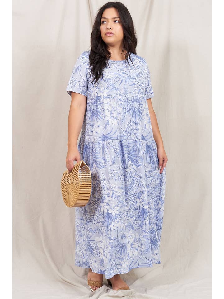 EG fashion - Vente Robe – femme - Robe longue fluide à volants Tropical Plus