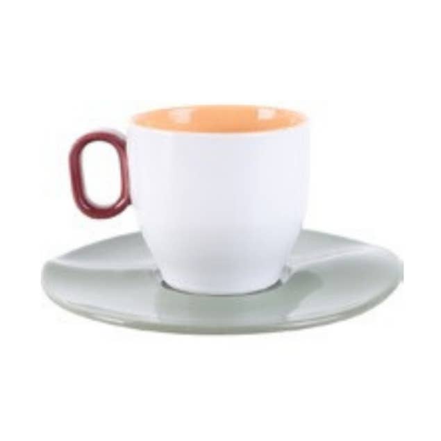 BOS - Espresso Cup & Saucer - White, Green & Apricot Glossy for wholesale by Bosilunlife