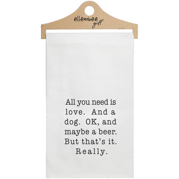 White All you need is Love And a Dog Best Selling Tea Towels for wholesale by ellembee gift