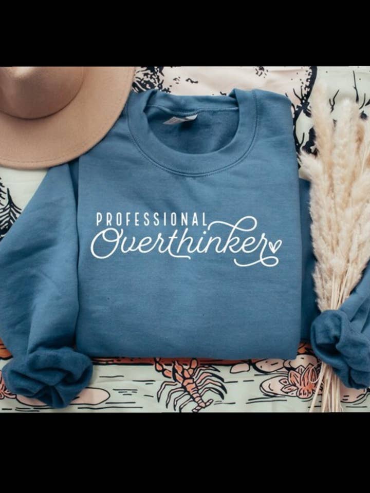 Checkered Apron Studio - Wholesale Graphic Sweatshirt - Women's - Professional Overthinker Crewneck Sweatshirt