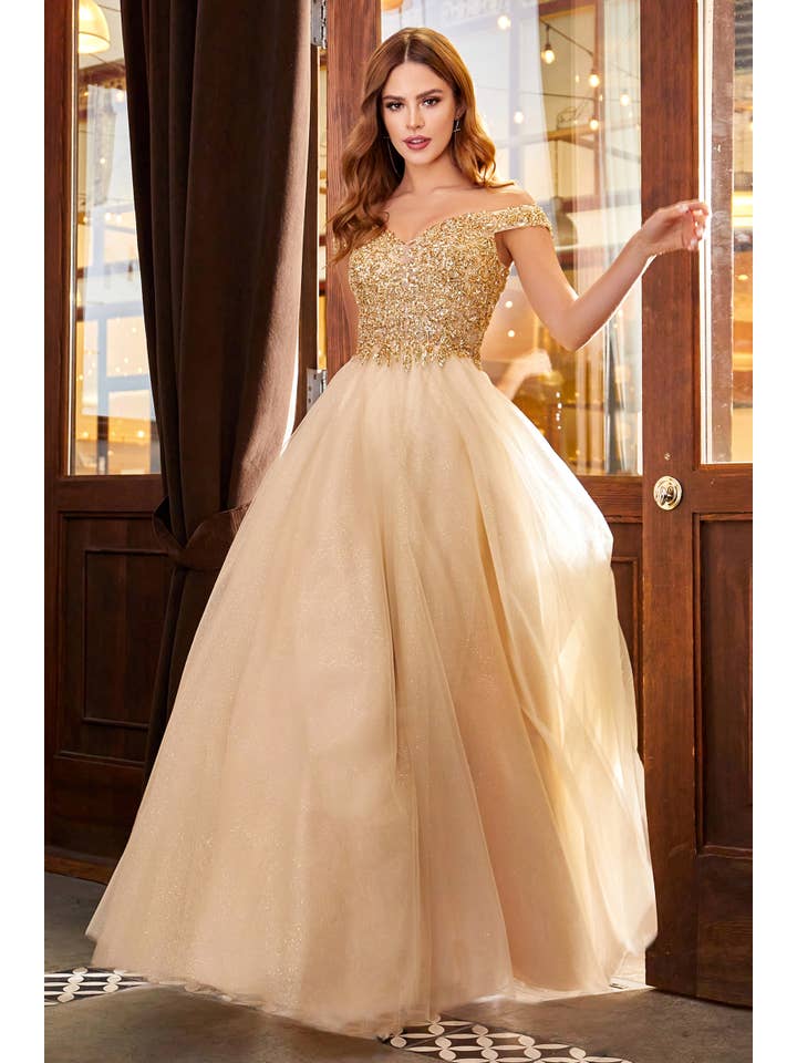 Ladivine by Cinderella Divine - Wholesale Gown - Women's - OFF THE SHOULDER A-LINE DRESS7