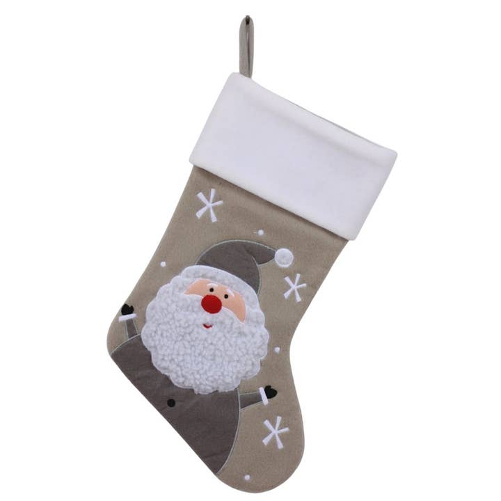 Modern Grey Christmas Stocking - Santa for wholesale by Snug as a Bug