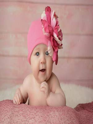 ilybean Pink Lace And Pearl Trim Newborn Girl Nursery Headband - Newbo -  ilybean nursery beanies