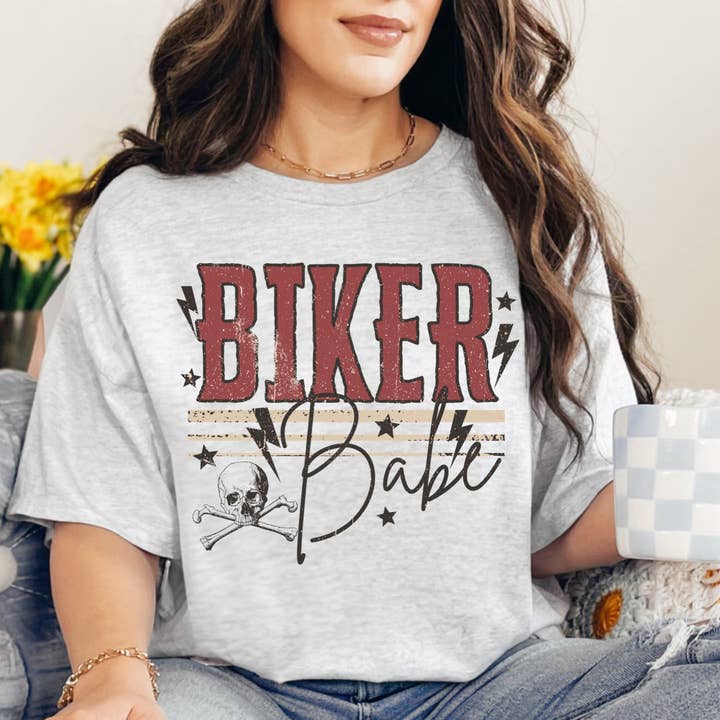 Ash Gray Biker Babe (Gildan Tee) for wholesale on Faire0