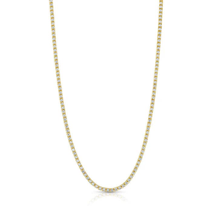 2MM TENNIS NECKLACE, GOLD BR for wholesale by JEN HANSEN