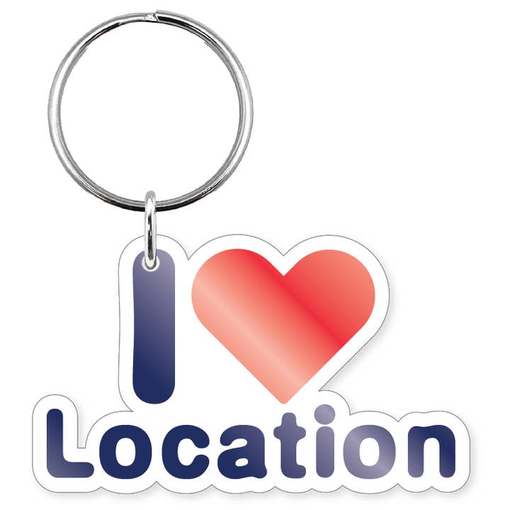Keychain - I Heart Location for wholesale by Morris Magnets