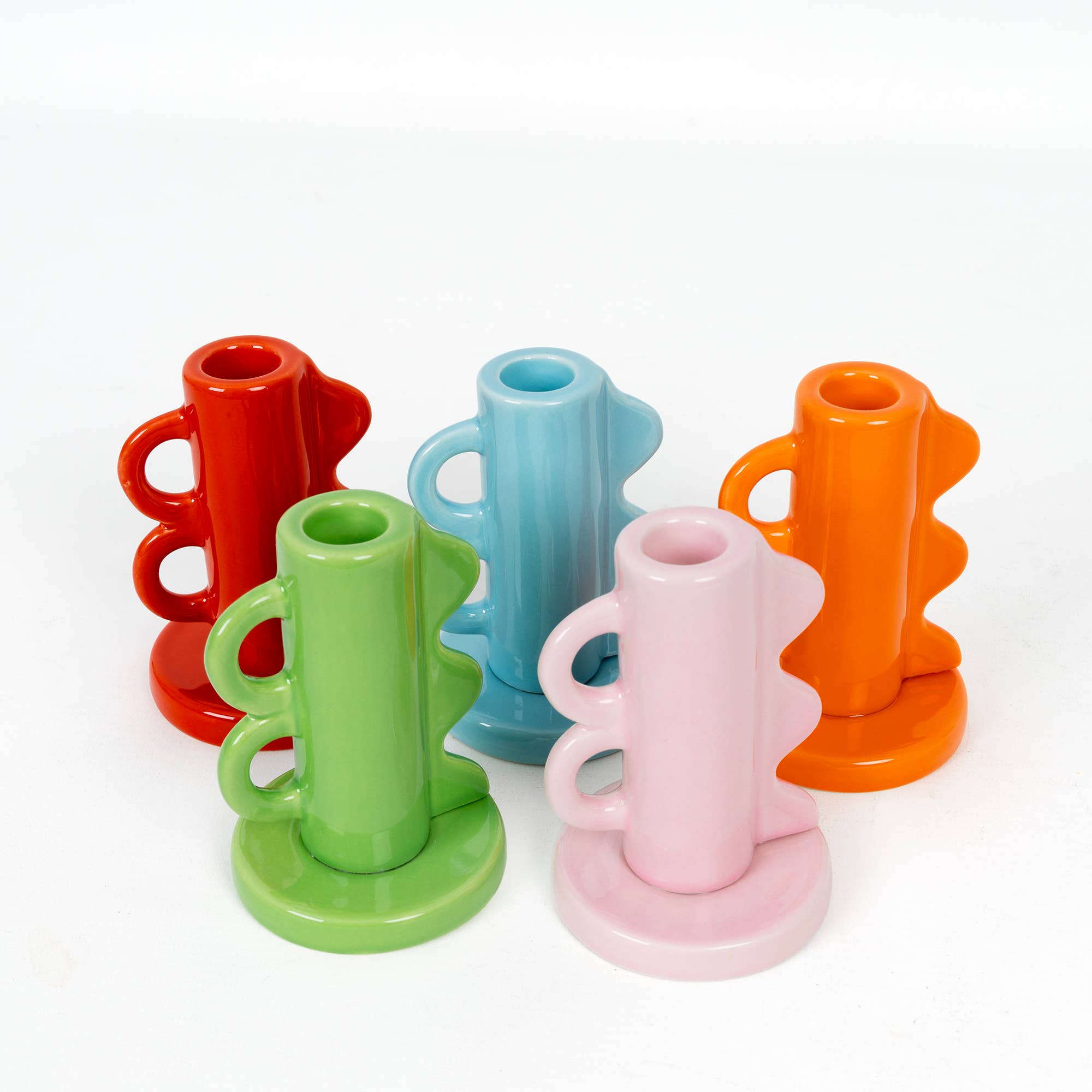 Helio Ferretti Candles & Co. - Wholesale Candle Holder - WHITE VINTAGE DOUBLE HANDLE CANDLE HOLDER HF3