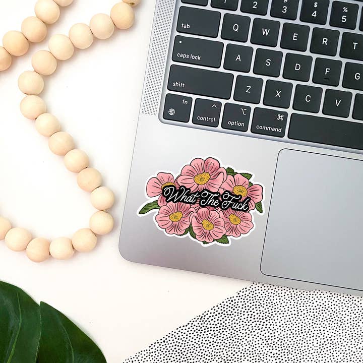 Jami Creates - Wholesale Sticker - What The Fuck Pink Flower Sticker
