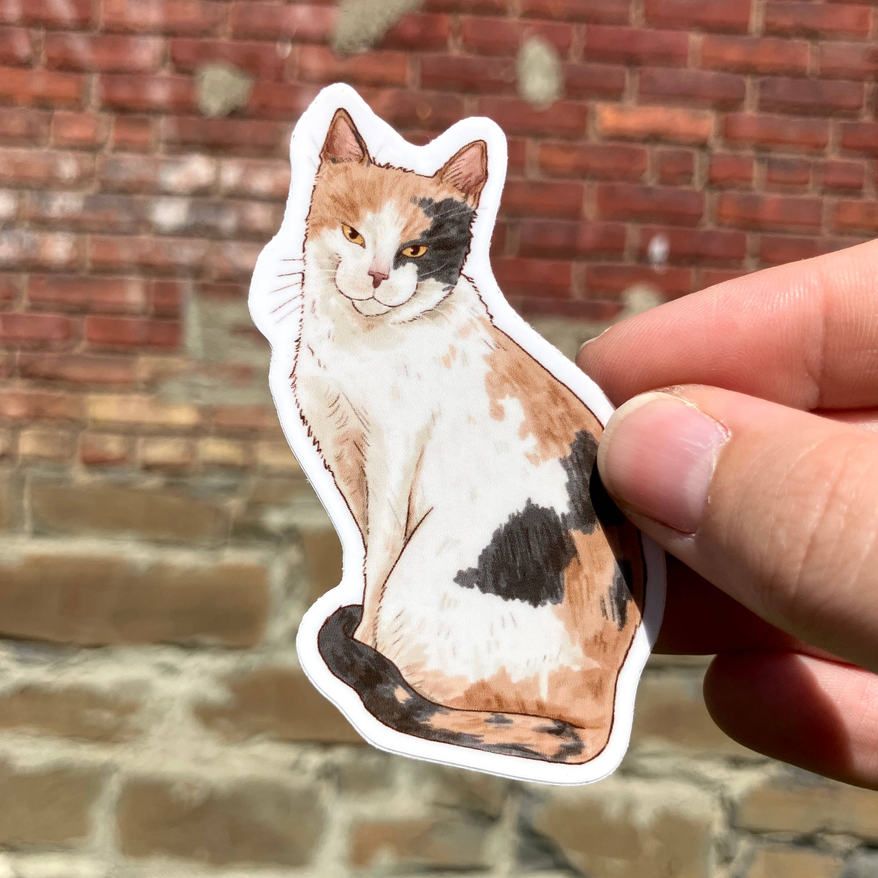 Art Fimbel - Wholesale Sticker - Pale Calico Cat, Premium Vinyl Sticker