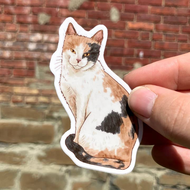 Art Fimbel - Wholesale Sticker - Pale Calico Cat, Premium Vinyl Sticker0