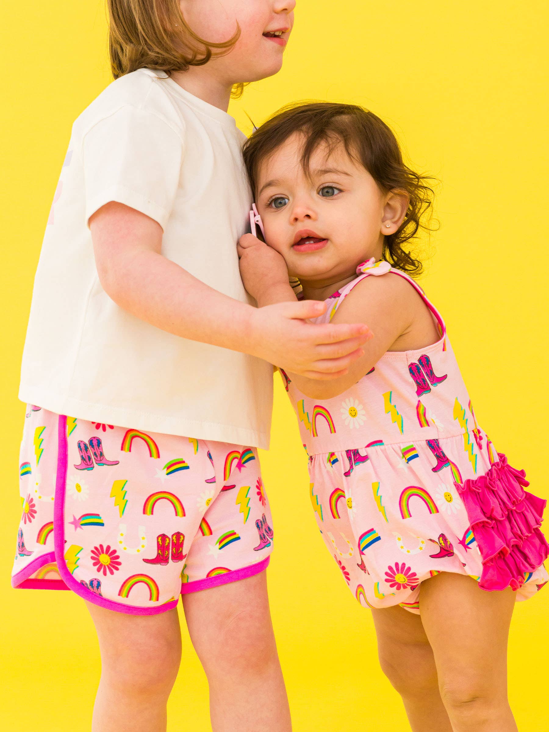 Pink Baby Girls Cowgirl Cutie Knit Tie Shoulder Bubble Romper for wholesale on Faire7