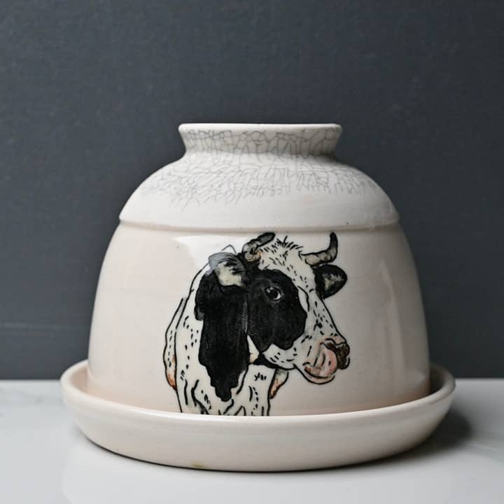 Lucy Nilan Studios - Wholesale Butter Dish - Black cow butter dish1