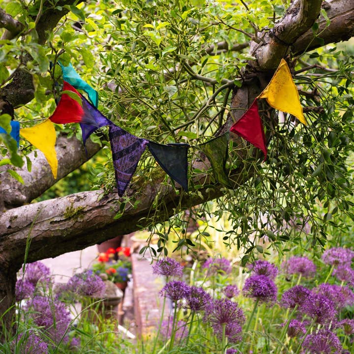 Large Flag Recycled Sari Bunting for wholesale by Siesta