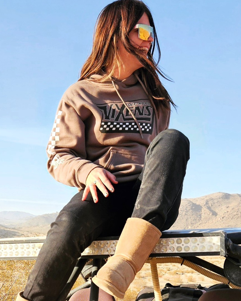Off Road Vixens Clothing Co. - Wholesale Hoodie - Women's - Off the Wall Heavy Weight Hoodie - Brown6