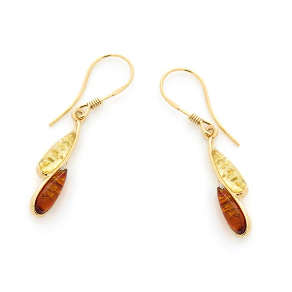 multicolor Pendientes de ámbar multicolor, plata bañada en oro 925 de venta al por mayor en Faire