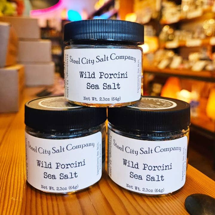 Wild Porcini Salt for wholesale by Steel City Salt Co.