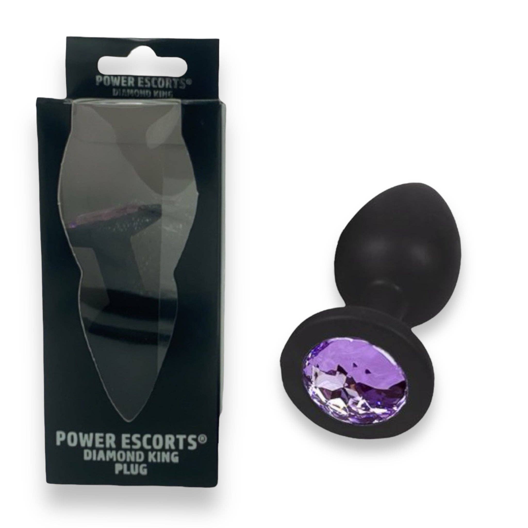 Kinky Pleasure - Wholesale Sex Toy - Power Escorts - BR135 - Diamond King - Silicone Butt Plug - Black - 6 Colors - 3 Sizes8